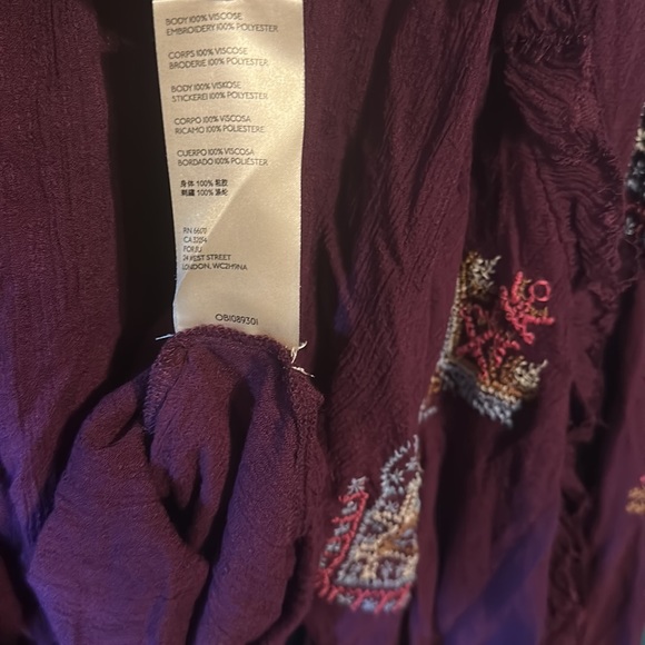 Free People | Boho Sweet Emotion Purple Embroidered Peasant Blouse - Picture 5 of 7
